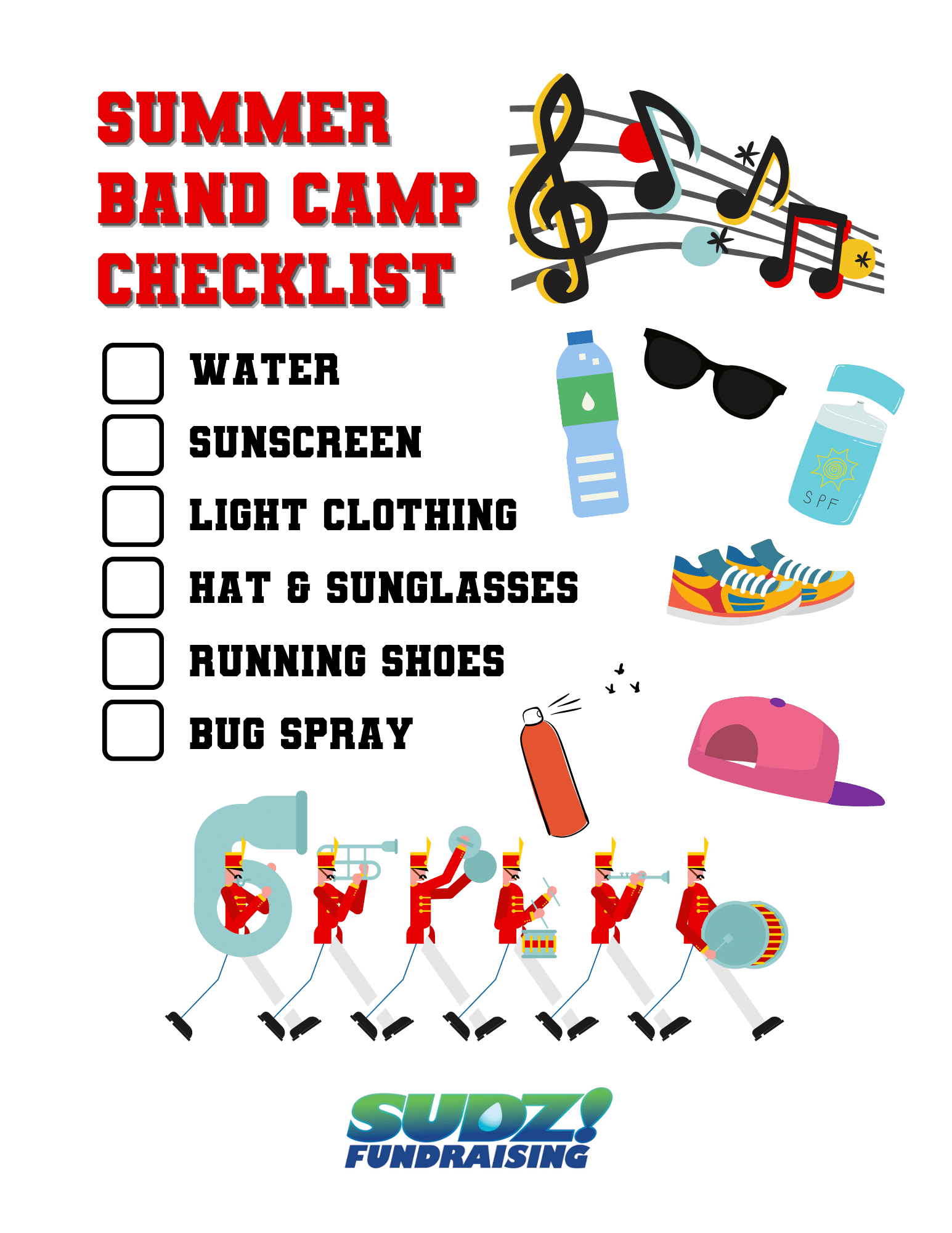 6 Essentials To Be Super Prepared For Summer Band Camp Checklist Sudz
