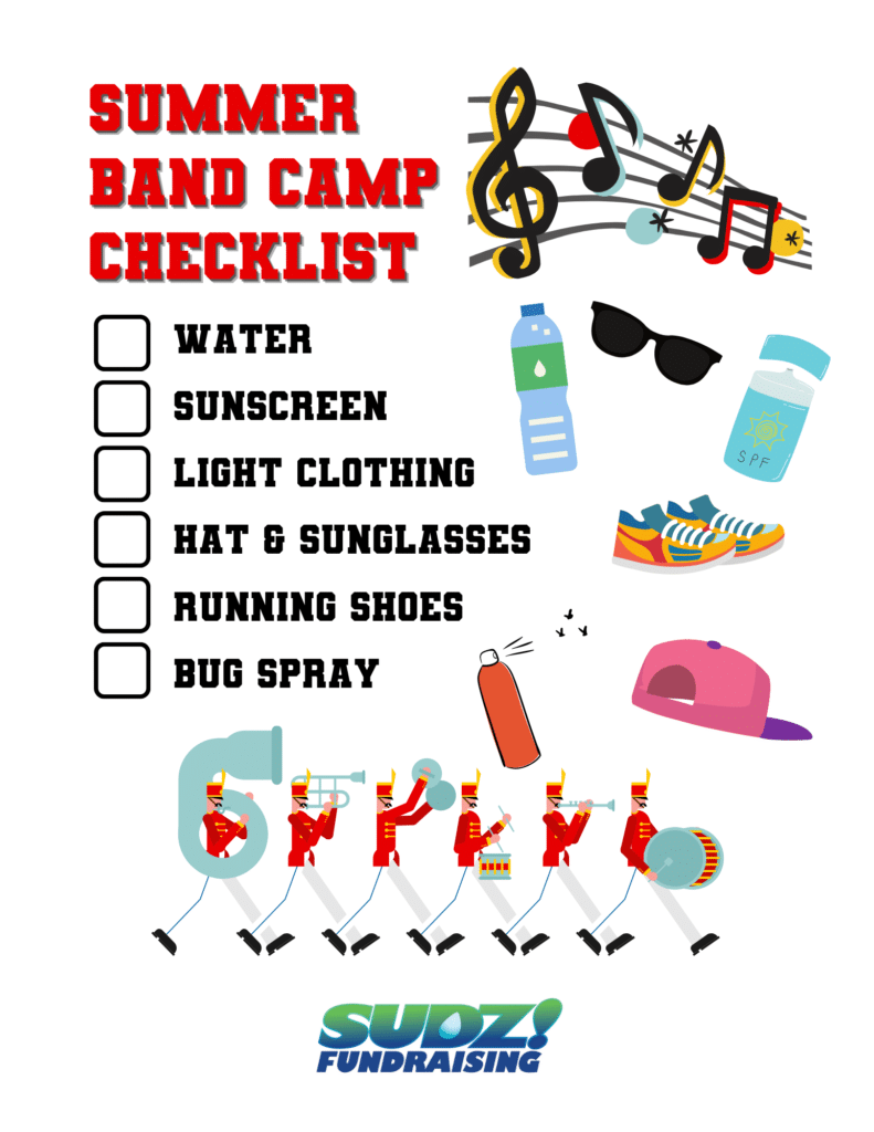 summer band camp checklist