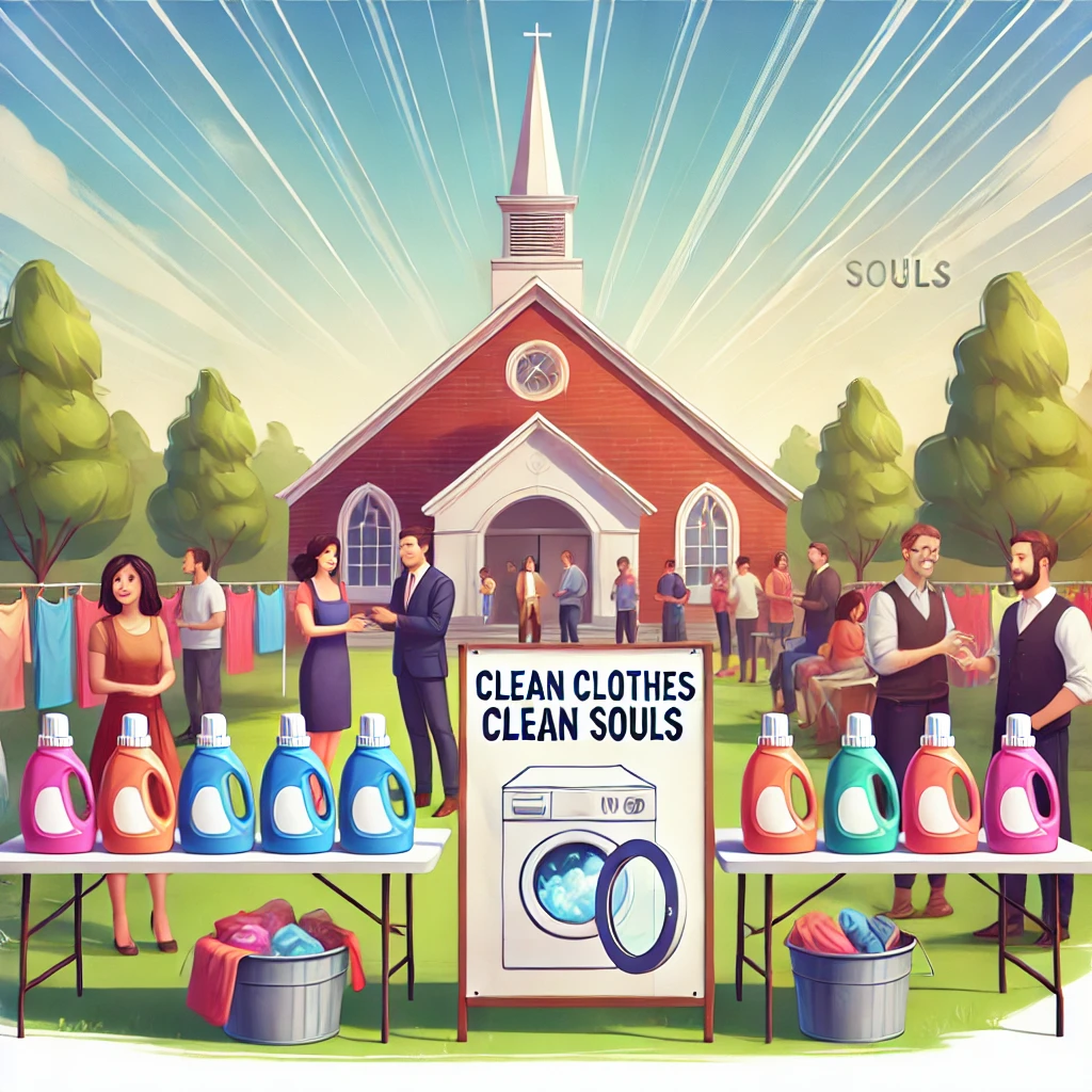 A church fundraiser with detergent products, showcasing a successful community-driven fundraising campaign.