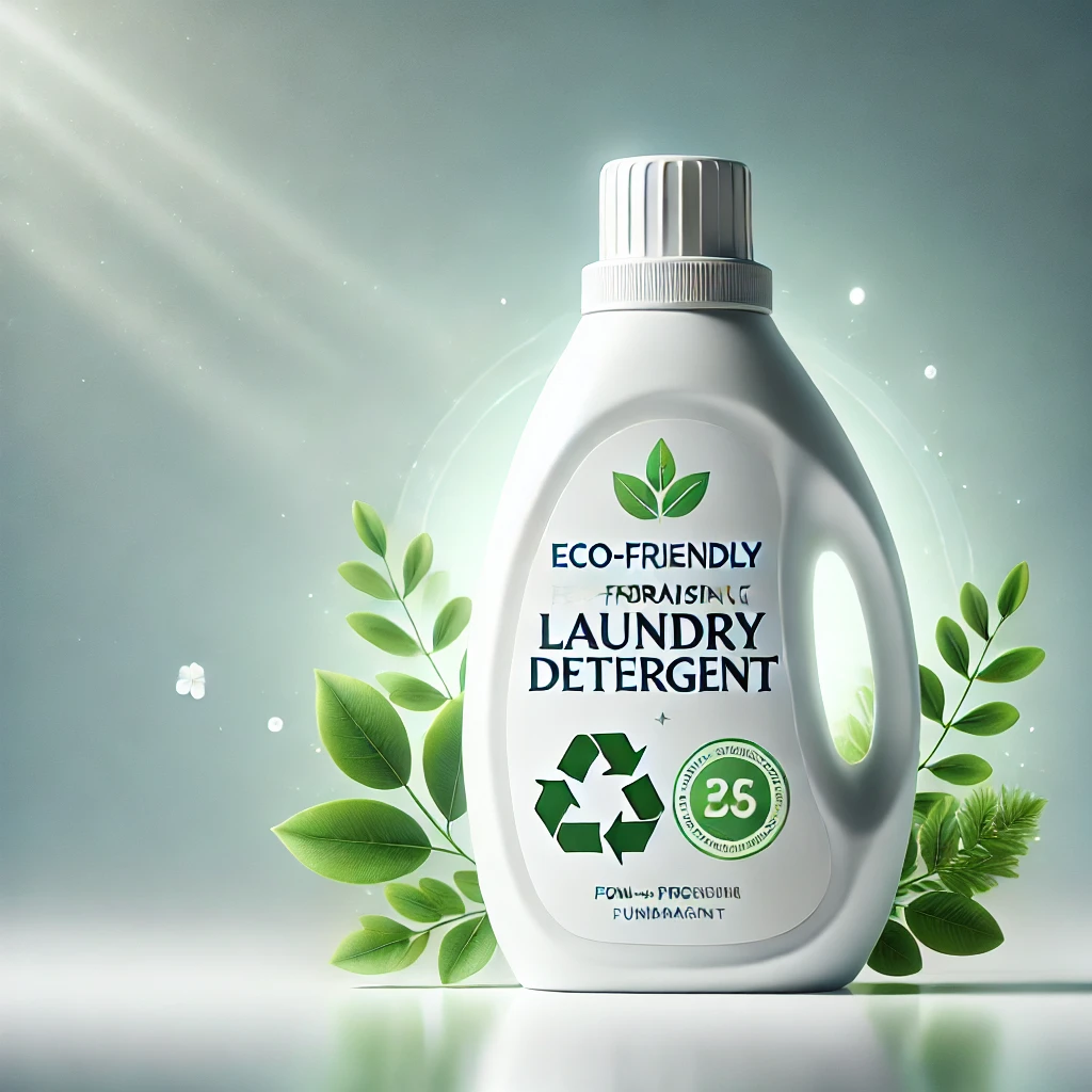 A bottle of eco-friendly laundry detergent used for fundraising campaigns by non-profits.